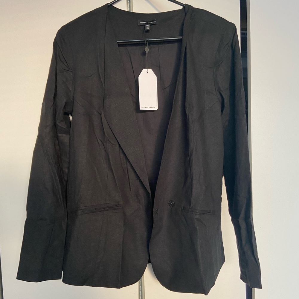 Universal Standard Paloma Linen Black Blazer